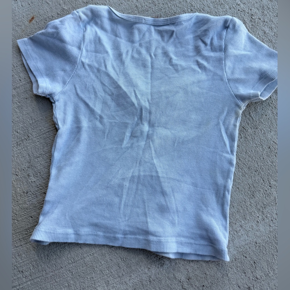 Brandy melville Light Blue Button-Up Ribbed Top - Picture 3 of 4